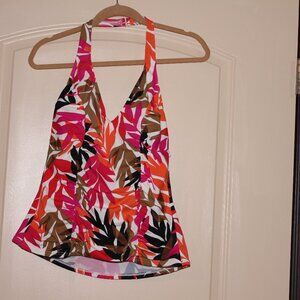 CARIBBEAN JOE PINK & ORANGE TANKINI TOP WOMENS SZ LARGE